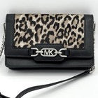 Michaek Kors Leopard Print Faux Fur Crossbody Bag Purse Small Built-In Wallet