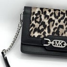 Michaek Kors Leopard Print Faux Fur Crossbody Bag Purse Small Built-In Wallet