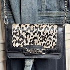 Michaek Kors Leopard Print Faux Fur Crossbody Bag Purse Small Built-In Wallet