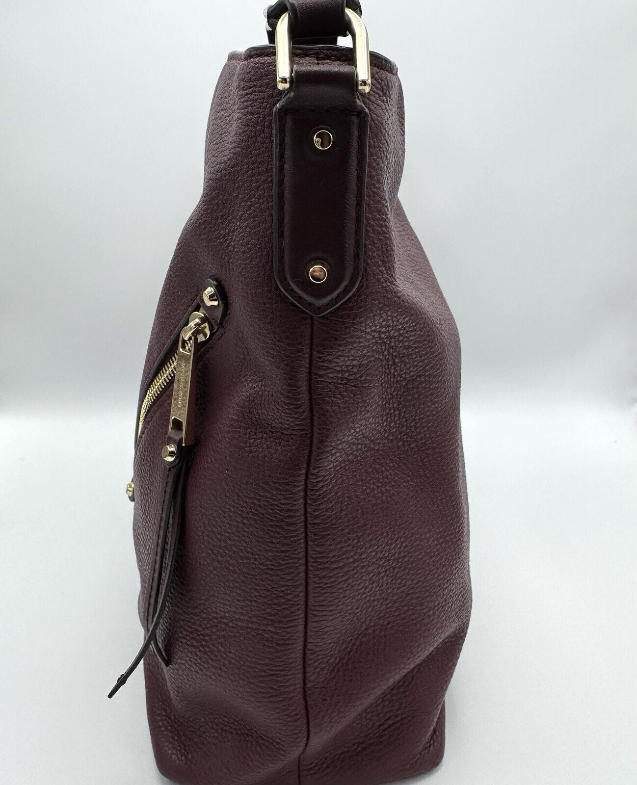 Michael Kors Deep Maroon Large Pebbled Leather Shoulder Bag Handbag Purse