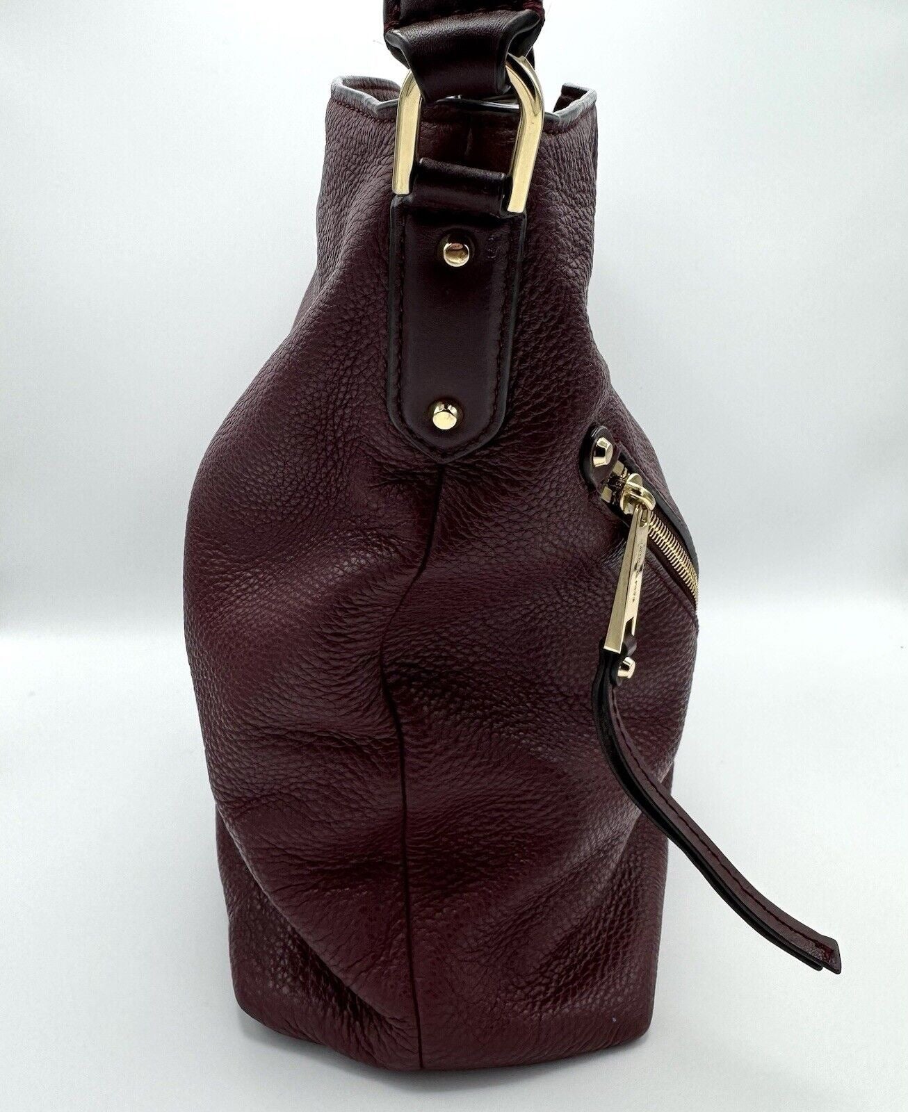 Michael Kors Deep Maroon Large Pebbled Leather Shoulder Bag Handbag Purse