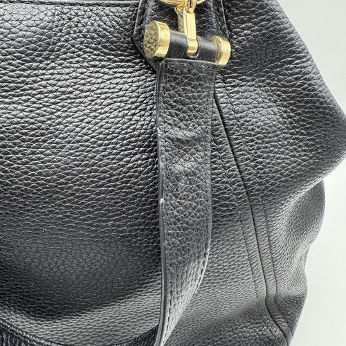 Large Michael Kors Black Pebbled Leather Hand Bag Shoulder Purse Tassel Charm