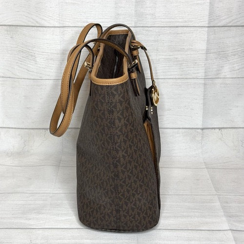 NEW Michael Kors Large Brown Jet Set Signature Snap-Pocket Tote Bag NWT Travel