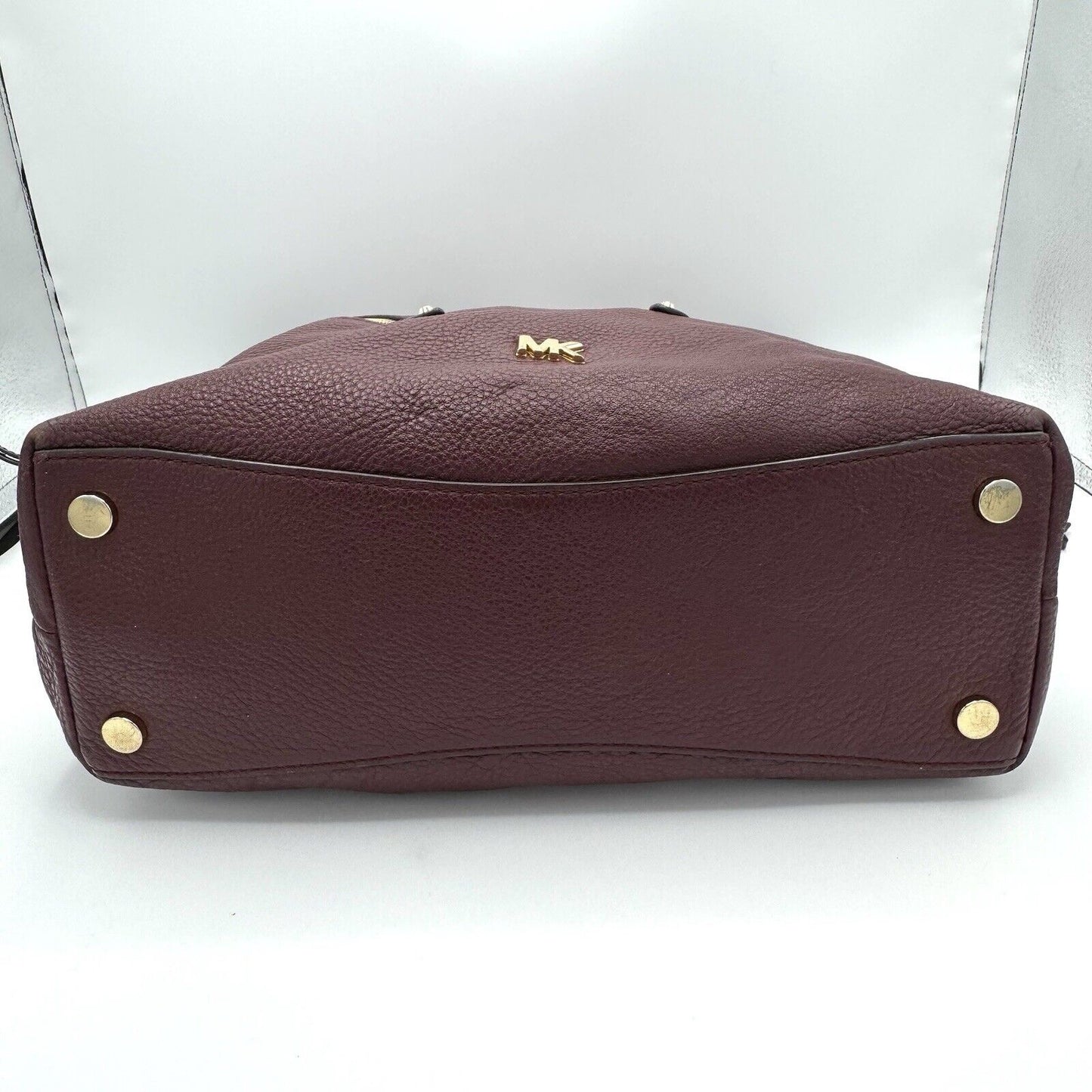 Michael Kors Deep Maroon Large Pebbled Leather Shoulder Bag Handbag Purse